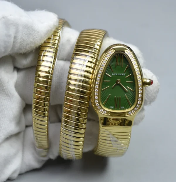 Snake Serpenti Tubogas Quartz Gold Green Dail