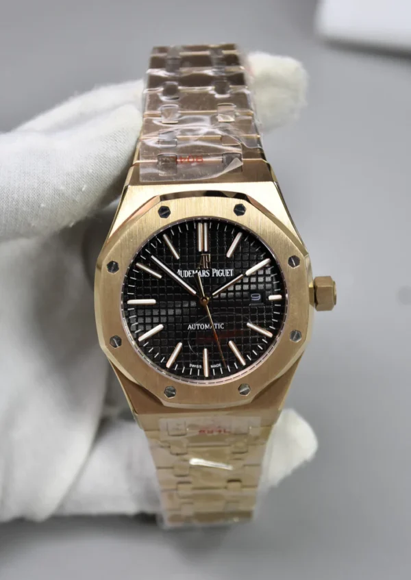 AP ROYAL OAK AUTO CHAIN ROSE BLACK BOX DAIL