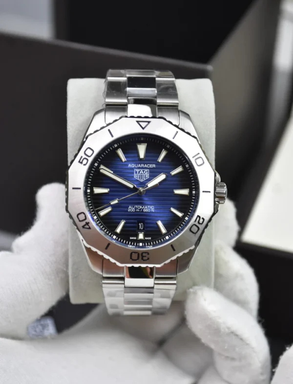 AQUARACER AUTO NEW CHAIN SILVER BLUE BLACK DAIL