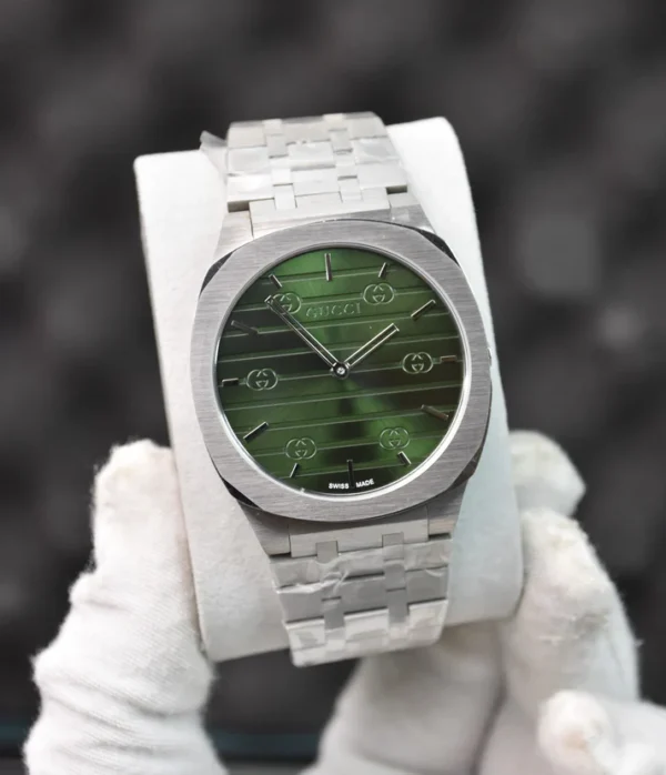 SLIM CHAIN QUARTZ SILVER GREEN DAIL