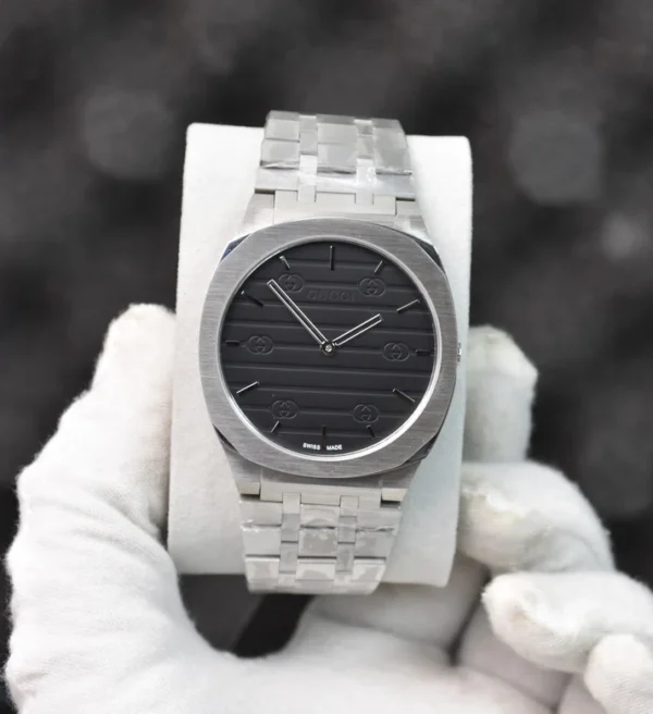 SLIM CHAIN QUARTZ SILVER BLACK DAIL